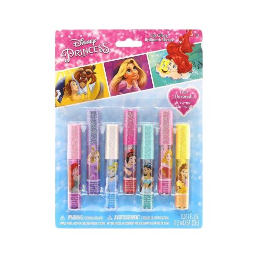 Townley Girl Disney Princess Super Sparkly Lip Gloss Set, 0.05 Fl Oz ( Pack of 7 )