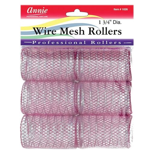 1-3/4" Jumbo Wire Mesh Hair Rollers - 6 Pcs