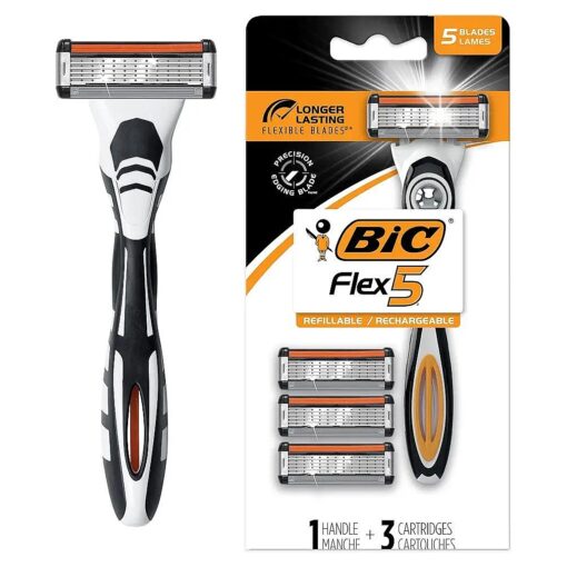 Bic Flex 5 Hybrid Razor - 1 Count Handle & 3 Count Cartridges Per Package - Pack of 2 Packages