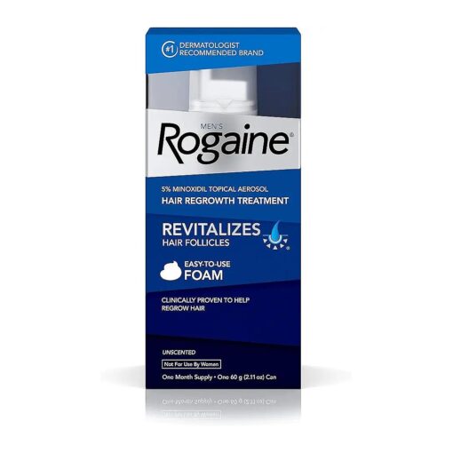 Men 's Rogaine 5 % Minoxidil Foam for Hair Loss and Hair Regrowth, Topical Treatment for Thinning Hair, 1-Month Supply