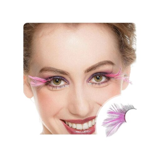 Dorise Pink Eyelashes Light Pink Colorful Halloween lashes Barbie Eyelashes Cat eye style Feather Lashes P3 1 Pair