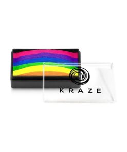 Kraze FX Dome Stroke - Neon Daze ( 25 gm ), Water Activated, Professional UV Glow Blacklight Reactive Face and Body Painting Rainbow Cakes, Hypoallergenic, Safe, 1-Stroke Split Cake