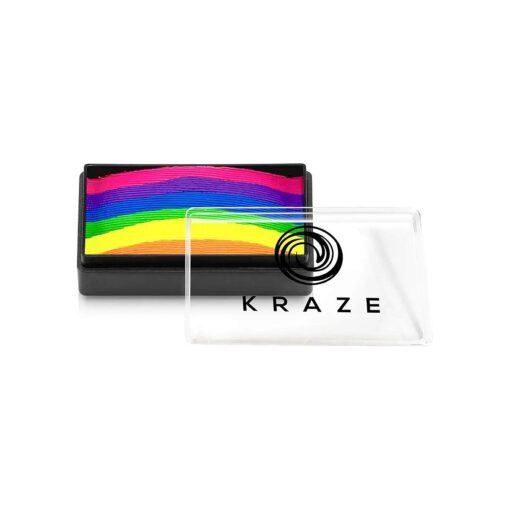 Kraze FX Dome Stroke - Neon Daze ( 25 gm ), Water Activated, Professional UV Glow Blacklight Reactive Face and Body Painting Rainbow Cakes, Hypoallergenic, Safe, 1-Stroke Split Cake