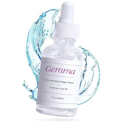 Gemma Ultra Hydrating Collagen Serum - Moisturizing and Hydrating Face Serum with Hyaluronic Acid - 1 fl oz Face Serum