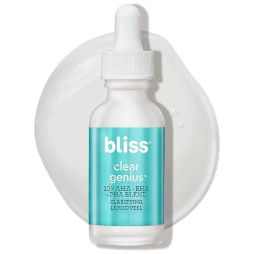 Bliss Clear Genius Clarifying Overnight Liquid Peel - 1 Fl Oz - Clear Pores & Exfoliate Skin - Non-Irritating - Clean - Vegan & Cruelty-Free