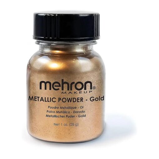 Mehron Makeup Metallic Powder | Metallic Chrome Powder Pigment for Face & Body Paint, Eyeshadow, and Eyeliner 1 oz ( 28 g ) ( Gold )