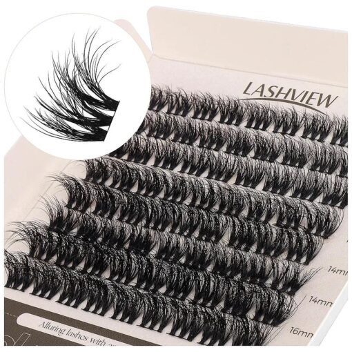 LASHVIEW Cluster Lashes Wispy Cluster Eyelash Extensions 3D DIY Lash Clusters 10-16mm Multilayered Eyelash Clusters, Reusable Fluffy Individual Lashes Cluster ( ML 11 )