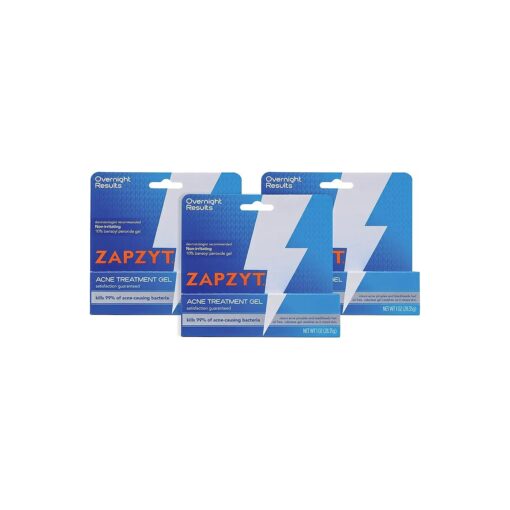 Zapzyt Maximum Strength 10 % Benzoyl Peroxide Acne Treatment Gel 1 oz, ( Pack of 3 )