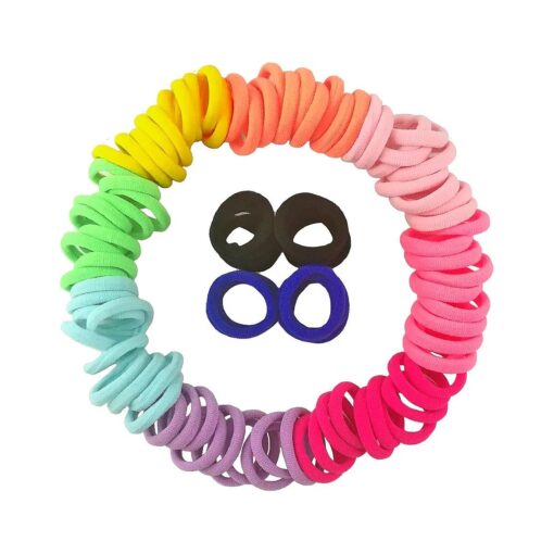 YuanKanJu Hair Ties for Toddlers 100 PCS Cute 10 Colors 1.25 Inch Mini Seamless No Pull Small Size Hair Bands Ponytail Holder YYM