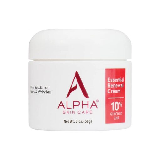 Alpha Skin Care Essential Renewal Cream | Anti-Aging Formula | 10 % Glycolic Alpha Hydroxy Acid ( AHA | 2 Oz, Red, White