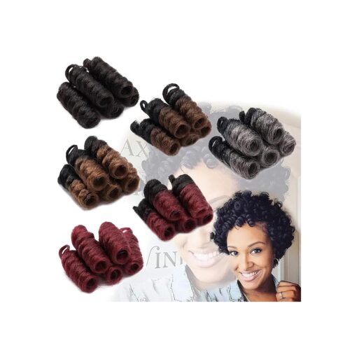 Benehair Toni Curl Crochet Hair 10 inch Saniya Curly Crochet Hair for Black Women Spiral Curls Synthetic Jumpy Wand Curl Jamaican Bouncy Twist Braiding Hair 3 packs Black to Red 20 Strands/pack