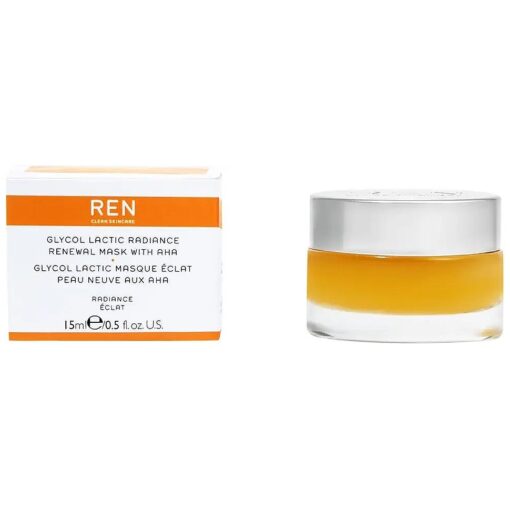 REN Clean Skincare - Glycol Lactic Radiance Renewal Mask - 10 Minute Exfoliating Face Mask - Skincare Facial Mask for Radiant, Nourished Skin