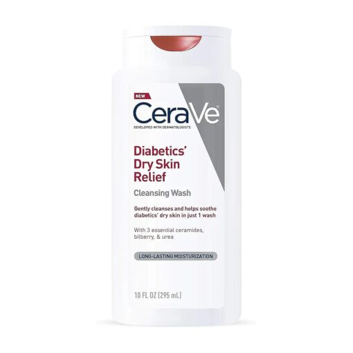 CeraVe Body Wash for Diabetics ' Dry Skin | 10 Ounce | Diabetes Care With Urea for Hydration and Bilberry for Source of Antioxidant | Fragrance & Paraben Free