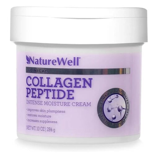 NATURE WELL Clinical Collagen Peptide Intense Moisture Cream for Face, Neck, & Body, Anti-Aging Cream that Hydrates, Plumps, Restores Moisture, and Increases Suppleness, 10 Oz