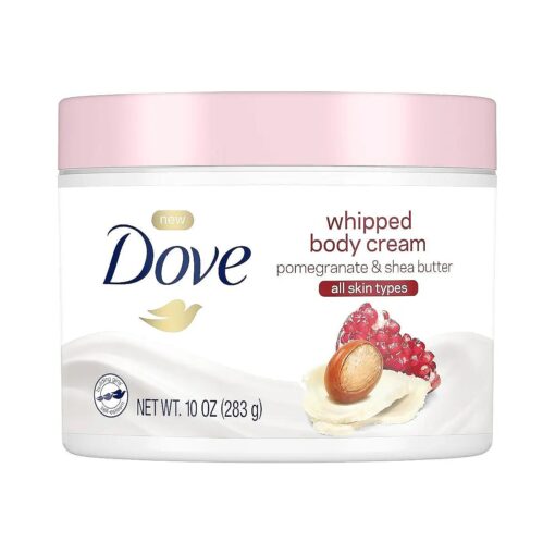 Dove Whipped Body Cream Dry Skin Moisturizer Pomegranate and Shea Butter Nourishes Deeply, 10 Oz