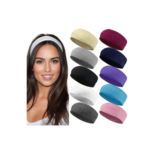 Styla Hair Headbands for Women Stretch Fashion Headbands 10 Pack Non-Slip Head Wraps Great for Spa, Sports, Yoga, Pilates, Running, Gym Headband, Workouts - Variety