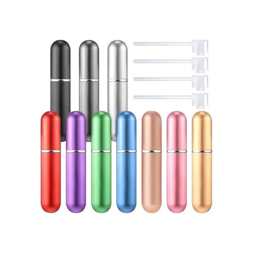 10 Pieces Travel Perfume Atomizer Portable Mini Refillable 5 ml Perfume Empty Spray Bottle Compatible with 4 Pieces Perfume Dispenser Pump Transfer Tool for Travel