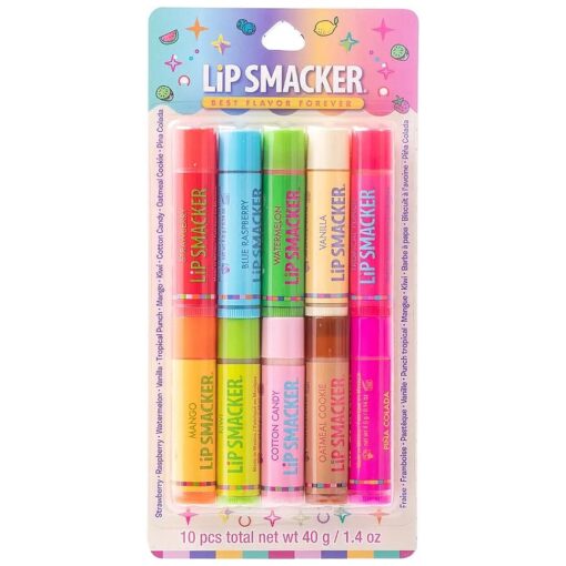 Lip Smacker Original & Best Party Pack - 10 Moisturizing Lip Balms, Classic Flavors, Hydrating & Protecting - Cruelty-Free- Oatmeal Cookie