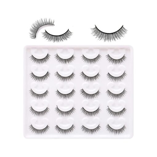 Short Eyelashes Natural Look 6D Wispy Mink Lashes 10 Pairs 100 % Handmake Reusable Fake Eyelashe ( Short-Natural_10pairs )