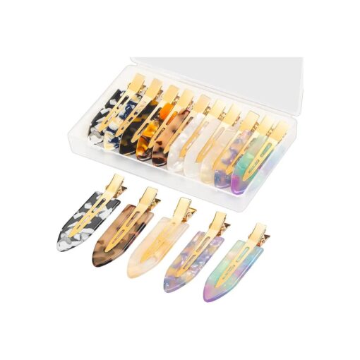 10 Pcs No Bend Hair Clips for Women Styling Sectioning, Gingbiss 2.7" No Crease Bangs Hair Clips, Curl Pin Clips with Storage Box for Hairstyle Bangs Waves Makeup Application, 10 Colors