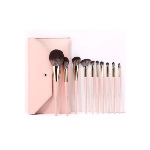 MSQ Make Up Brushes 10Pcs Makeup Brush Set Foundation Brush Blending Brush Synthetic Hair Powder Brushes Fan Brushes Eyeshadow Brushes Eye Brushes Set with Bag ( Pink )