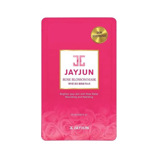 JAYJUN Rose Blossom Mask, Pack of 10 Sheets, 0.84 fl, oz,25ml, Rose, Hydrating, Brightening