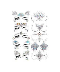 10 sets Face Gems Stickers Body Jewelry Stickers Crystal Tattoo Stickers for Festival Rhinestone Decorations Tattoo Stickers Pink