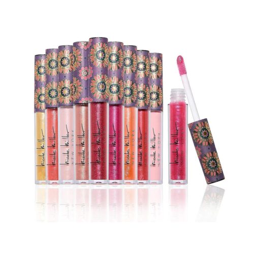 Nicole Miller 10 Pc Lip Gloss Collection, Shimmery Lip Glosses for Women and Girls, Long Lasting Color Lip Gloss Set with Rich Varied Colors ( Purple )