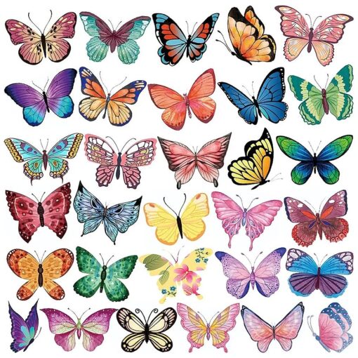 10 Sheets Butterfly Temporary Tattoos for Women Girls Kids, Fake Colorful Butterflies Wings Tattoo Stickers Waterproof for Face Body Arm Birthday Party Favors Makeup Supplies Gifts