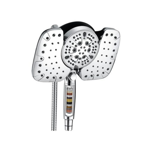 2-in-1 Shower Heads with Handheld Spray Combo : 10" Rainfall Shower Head & Hand Held Shower Head, 10 Spray Settings Detachable Shower Head with ON/OFF Switch and 15-Stage Filter