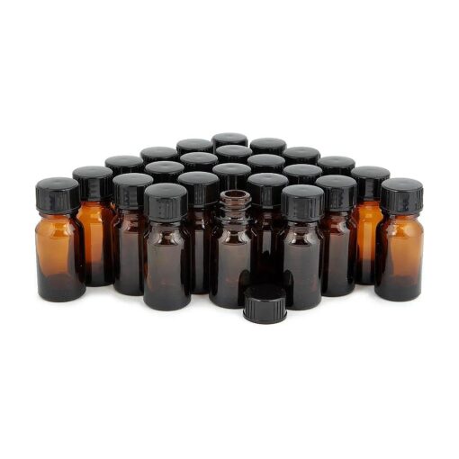 Vivaplex, 24, Amber, 10 ml ( 1/3 oz ) Glass Bottles, with Lids