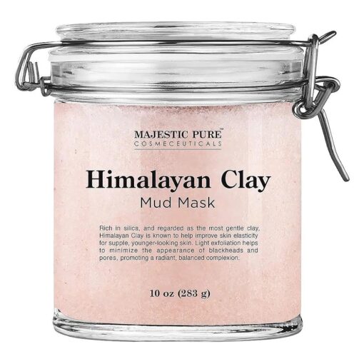 MAJESTIC PURE Himalayan Clay Mud Mask for Face and Body Exfoliating and Facial Acne Fighting Mask - Reduces Appearance of Pores, 10 oz