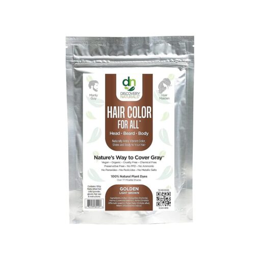 Brown Henna Hair Color For All Kit | 100 % All Natural Indigo Powder Hair Dye & Beard Dye ( Golden Light Brown ) Organic, Herbal & Vegan Chemical & Cruelty Free Permanent Gray Coverage & Tinting