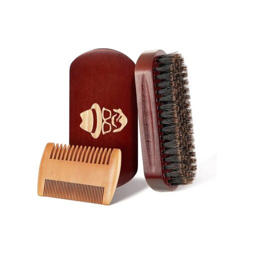 Beard Brush, 100 % Boar Bristle Natural Black Walnut Wood Beard Comb Hair Mustache Shaving Brush Facial Hair Brush