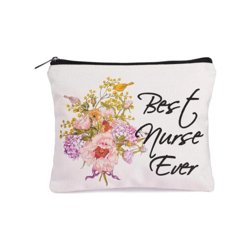 Nurse Gift Best Nurse Ever Cosmetic Bag Travel bag Nursing Student Gifts Nurse Practitioner Gifts for Women Nurses Week Gifts Nursing Supplies Gifts Canvas Makeup Bag