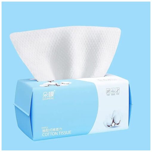 Cotton Facial Dry Wipes 100 Count, Deeply Cleansing Disposable Face Towel Cotton Tissue, Multi-Purpose for Skin Care, Make-up Wipes, Face Wipes and Facial Cleansing