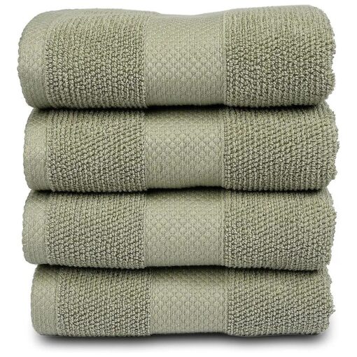 MAURA Premium Washcloths Set 100 % Cotton, 4 Piece Ultra Absorbent Quick Dry Soft Terry Wash Clothes for Bathroom, Hotel and Spa Quality, Sage Green