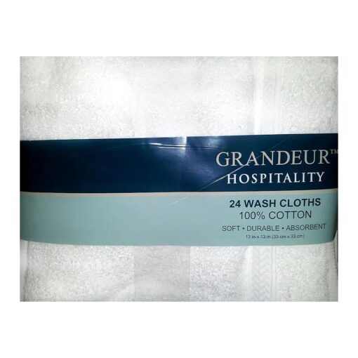 Grandeur Hospitality 100 % Cotton Wash Cloths 24 Pack