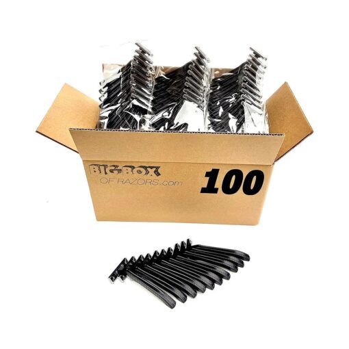 100 Box of Bullet Blades Black Razor Blades Disposable Stainless Steel Hospitality Quality Shavers High End Twin Blade Razors for Men and Women