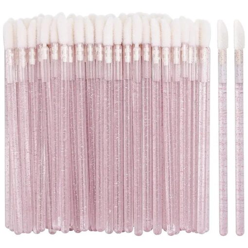 100 Disposable Lip Brushes, Lipstick Applicator, Lip Gloss Wands Pink Tbestmax