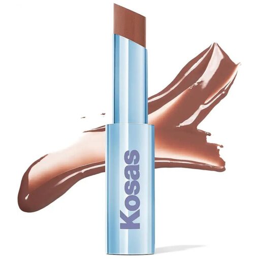 Kosas Wet Stick Moisturizing Shiny Sheer Lipstick with Ceramides, Hyaluronic acid, Peptides and Mango Butter - Soothes, Softens, and Moisturizes Lips - 100 Degrees