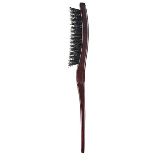 PERFEHAIR 100 % Pure Boar Bristle Teasing Hair Brush with Wooden Handle, 3 Row Slim Backcombing Brush, 8.8 inch