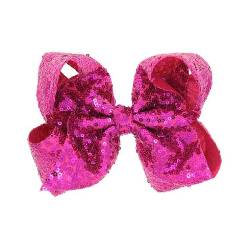 8 Inch Hot Pink Sparkly Glitter Sequin Hair Bows for Girls