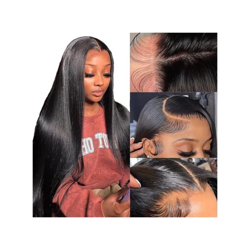 30 Inch Lace Front Wigs Human Hair Pre Plucked Brazilian Straight Human Hair Wigs for Women 13X6 Transparent Lace Frontal Wigs Human Hair with Baby Hair Natural Color