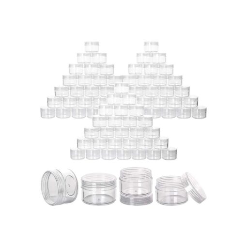 100 Count Refillable Sample Containers with Lids Cosmetic Jars 15 Gram Empty Cream Jars Leak Proof Makeup Containers for Traveling - Clear