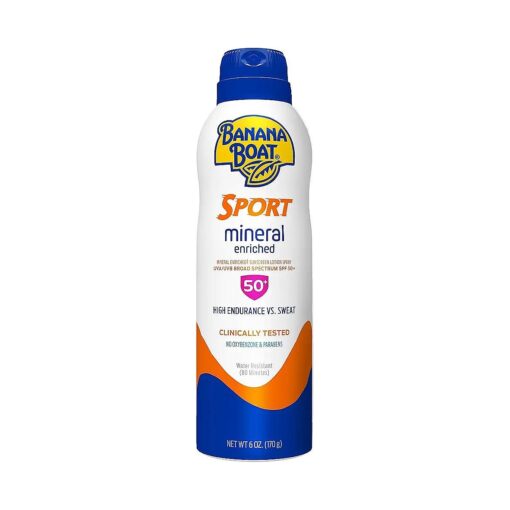 Sport 100 % Mineral Sunscreen Lotion SPF 50, 6oz | Banana Boat Mineral Sunscreen, Oxybenzone Free Sunscreen, Sport Sunscreen, Sunblock, Banana Boat Lotion Sunscreen SPF 50, 6oz