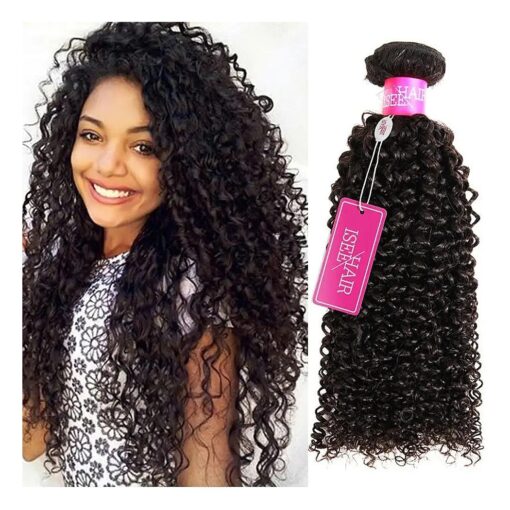 ISEE Hair 9A Grade Mongolian Kinky Curly Hair Extension Virgin Human Hair Weaving One Bundles Kinky Curly Virgin Hair 100 % Human Hair Weaves Extension Mongolian Virgin Hair ( 16" )