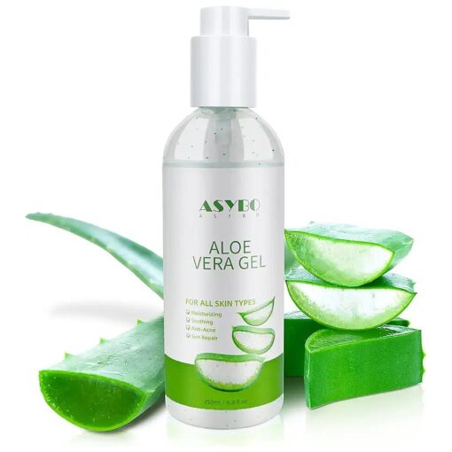 Aloe Vera Gel, 100 % Natural Pure Aloe Vera Hydrating Facial Cream, Soothing & Moisturizing, After Sun Care, Reduce Acne, Repair Scars, Suitable for All Skin Types, 250ml / 8.8 fl oz