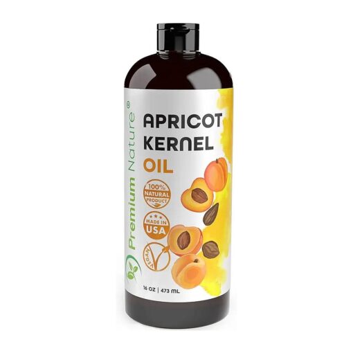 Apricot Kernel Oil - 100 % Pure and Natural - Cold Pressed Apricot Kernel Oil Carrier for Essential Oils Mixing Natural Skin Moisturizer, Massage Oil, Hair Oil 16 oz