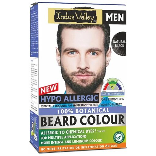 100 % botanical Hypo Allergic Mustache and Beard Color for Men | Long Lasting, Vegar and cruelty free ( Black )